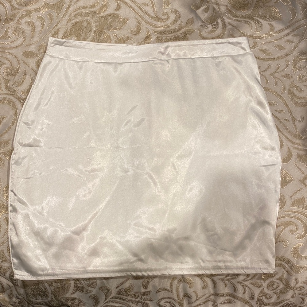 white satin pretty little thing skirt